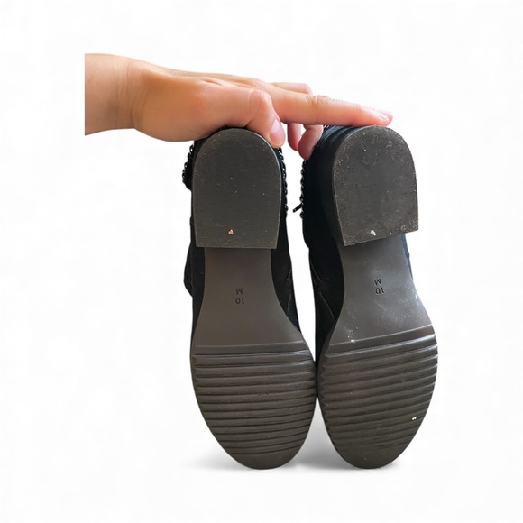 Vaneli Black Suede Ankle Boots with Chain Accent 10 - Picture 7 of 7